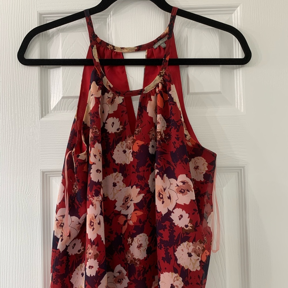 Red Floral Casual Top